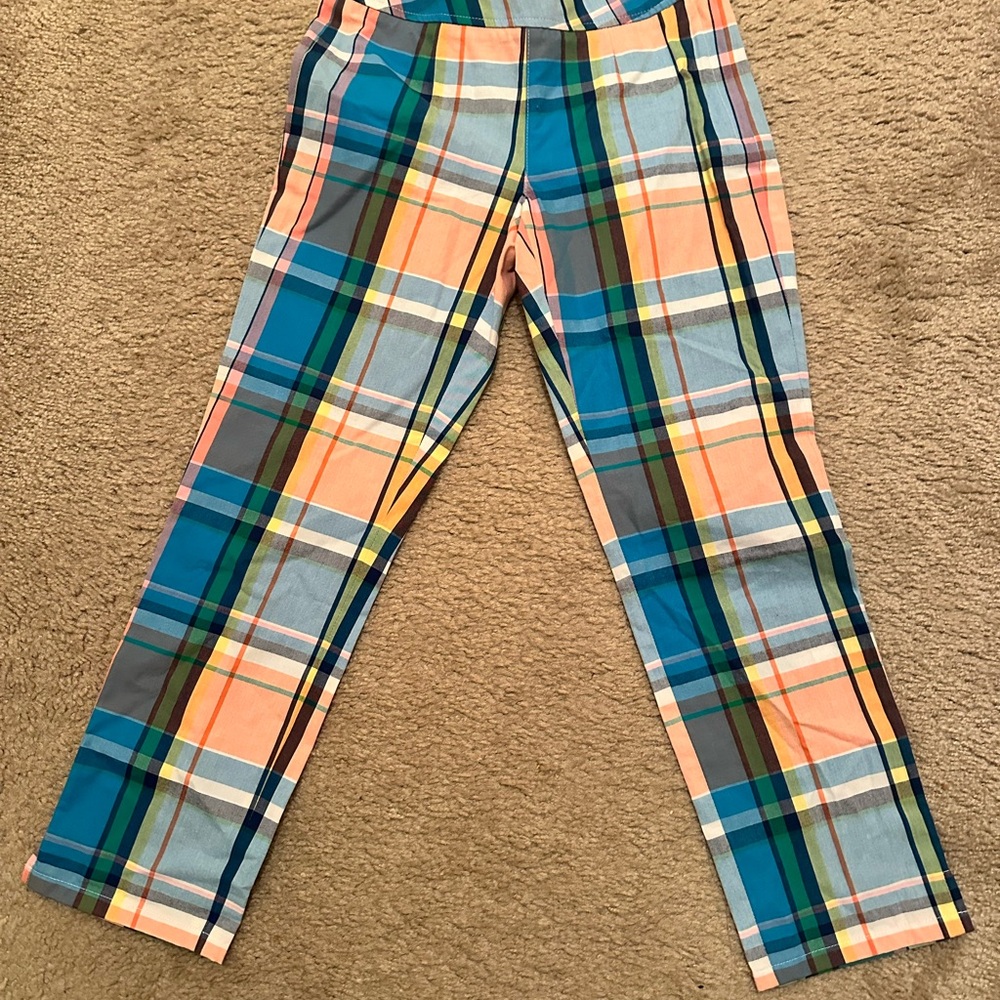 NWT Brooks Brothers girls Blue and pink Plaid pants size 8
